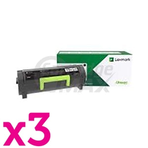 3 x Lexmark 56F6X0E Original MS421 / MS521 / MS622 / MX421 / MX522 / MX622 Black Extra High Yield Return Program Toner Cartridge