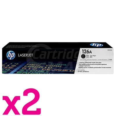 2 x HP CE310A (126A) Original Black Toner Cartridge  - 1,200 Pages