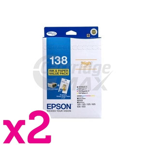 2 x Value Pack - Original Epson 138 T1381-T1384 Inkjet Cartridges [C13T138695] [2BK,2C,2M,2Y]