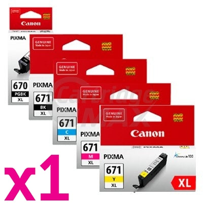 5 Pack Original Canon PGI-670XL, CLI-671XL High Yield Inkjet Combo [1BK,1PBK,1C,1M,1Y]