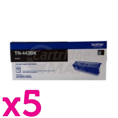 5 x Original Brother TN-443BK Black Toner Cartridge