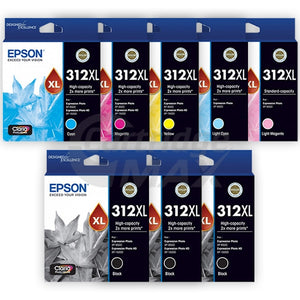 8 Pack Epson 312XL Original High Yield Inkjet Cartridge Combo [3BK,1C,1M,1Y,1LC,1LM]