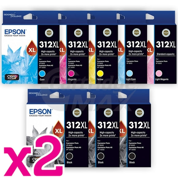 16 Pack Epson 312XL Original High Yield Inkjet Cartridge Combo [6BK,2C,2M,2Y,2LC,2LM]