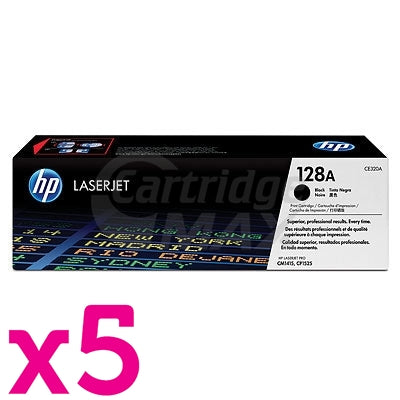 5 x HP CE320A (128A) Original Black Toner Cartridge - 2,000 Pages