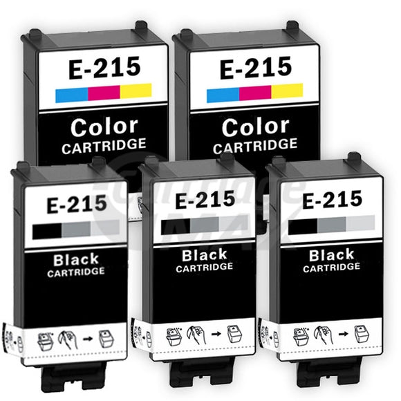 5 Pack Generic Epson 215 [3BK+2CL] Ink Combo [C13T215192+C13T216092]