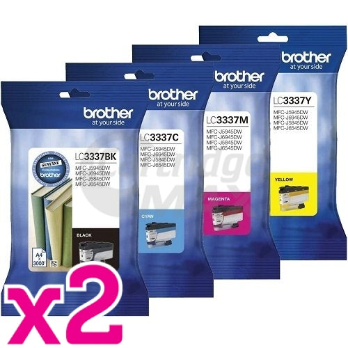 8 Pack Brother LC-3337 Original High Yield Ink Cartridge Combo [2BK, 2C, 2M, 2Y]