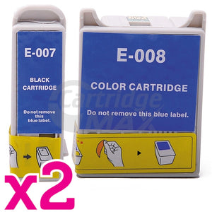 4 Pack Generic Epson T007 T008 Ink Cartridge Combo [2BK,2CL]