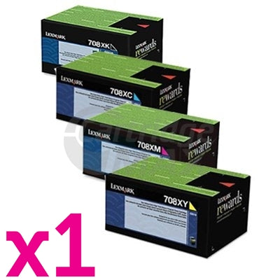 4 Pack Lexmark Original CS510 Toner Cartridges High Yield - BK 8,000 pages & CMY