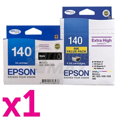 5 Pack Epson 140 (T1401-T1404) Original Extra High Yield Inkjet Cartridges (C13T140692+C13T140192) [2BK,1C,1M,1Y]