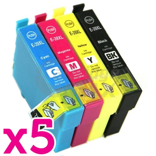 20 Pack Epson 39XL Generic High Yield Inkjet Cartridges C13T04L192 - C13T04L492 [5BK, 5C, 5M, 5Y]