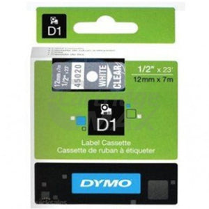 Dymo SD45020 / S0720600 Original 12mm White Text on Clear Label Cassette - 7 meters