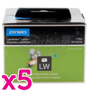 5 x Dymo SD11354 / S0722540 Original Multi Purpose Label Roll 57mm x 32mm - 1,000 labels per roll