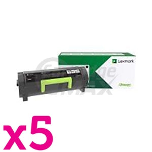 5 x Lexmark 56F6X0E Original MS421 / MS521 / MS622 / MX421 / MX522 / MX622 Black Extra High Yield Return Program Toner Cartridge