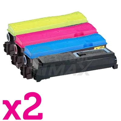 2 sets of 4 Pack Compatible TK-554 Toner Cartridges For Kyocera FS-C5200DN [2BK,2C,2M,2Y]