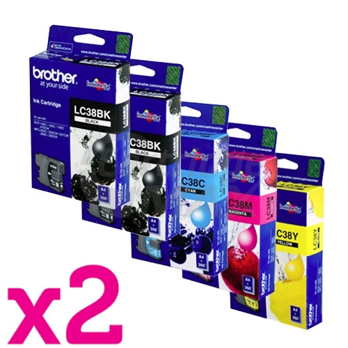 10 Pack Original Brother LC-38 Ink Combo [4BK+2C+2M+2Y]