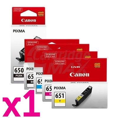 5 Pack Canon PGI-650 CLI-651 Original Inkjet Cartridges [1BK,1PBK,1C,1M,1Y]