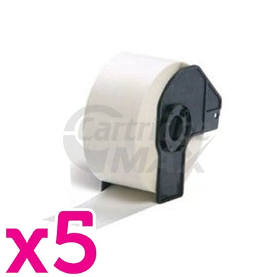 5 x Brother DK-11208 Generic Black Text on White Die-Cut Paper Label Roll 38mm x 90mm  - 400 labels per roll
