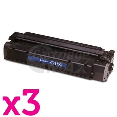 3 x HP C7115X (15X) Generic Black Toner Cartridge - 3,500 Pages