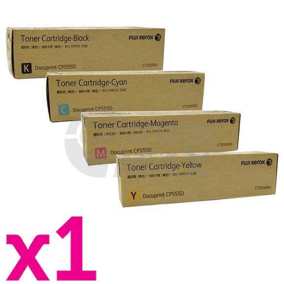 4 Pack Original Fuji Xerox DocuPrint CP555d Toner Cartridges CT203061 - CT203064 [1BK,1C,1M,1Y]