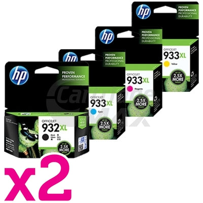 2 sets of 4 Pack HP 932XL + 933XL Original High Yield Inkjet Cartridges CN053AA - CN056AA [2BK,2C,2M,2Y]