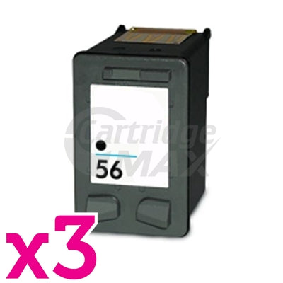 3 x HP 56 Generic Black Inkjet Cartridge C6656AA