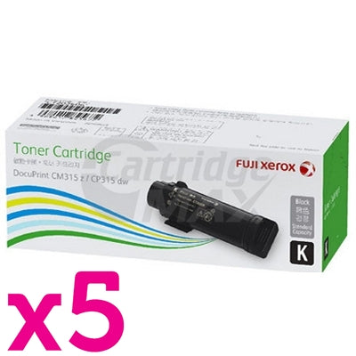 5 x Original Fuji Xerox DocuPrint CP315, CM315 Black Toner Cartridge (CT202610)