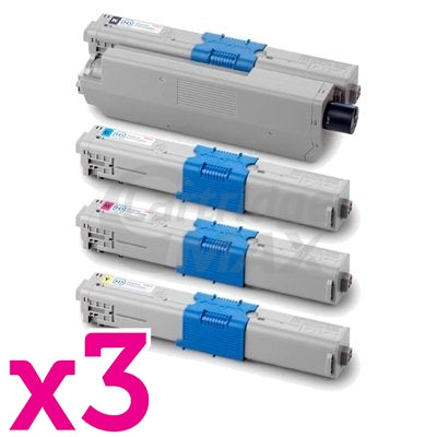 3 Sets of 4 Pack Generic OKI C510,C530,MC561 Toner Cartridges (44469806-44469727)