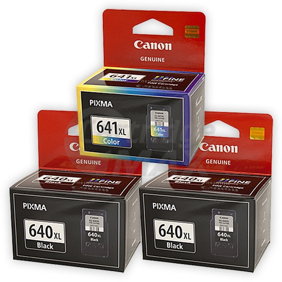 3-Pack Canon PG-640XL, CL-641XL Original High Yield Ink Cartridge [2Black + 1Colour]