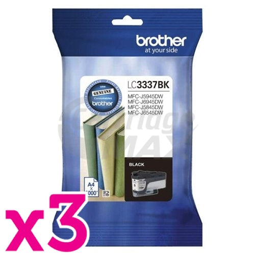 3 x Brother LC-3337BK Original High Yield Black Ink Cartridge