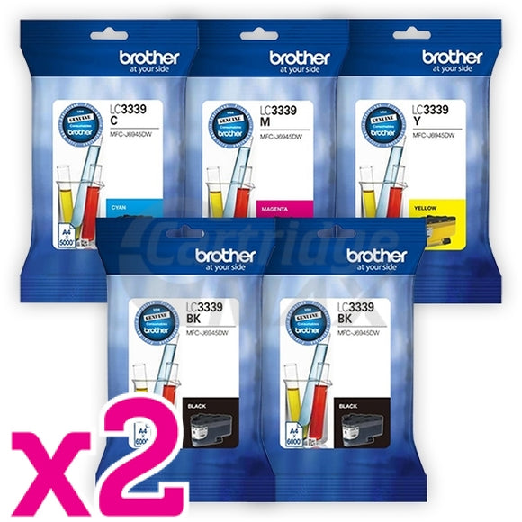 10 Pack Brother LC-3339XL Original High Yield Ink Cartridge Combo [4BK, 2C, 2M, 2Y]