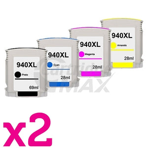 2 sets of 4 Pack HP 940XL Generic Inkjet Cartridges C4906AA - C4909AA [2BK,2C,2M,2Y]