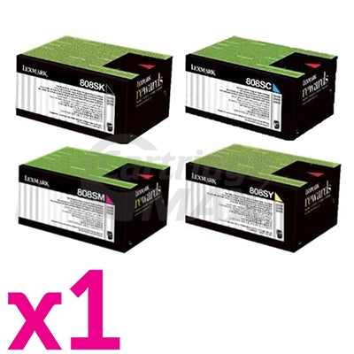 4 Pack Lexmark Original CX310 / CX410 / CX510 Toner Cartridges Standard Yield - BK 2,500 pages, C/M/Y