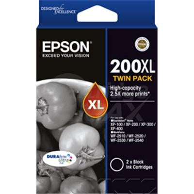 Epson 200XL (C13T201194) Original Black Twin Pack High Yield Inkjet Cartridge [2BK]- 500 pages each