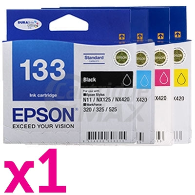 4 Pack Original Epson 133 T1331-1334 Ink Cartridge Set [BK+C+M+Y]