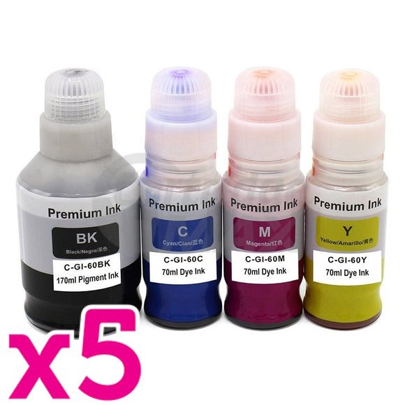 20-Pack Generic Canon GI60 Ink Bottle [5BK,5C,5M,5Y]