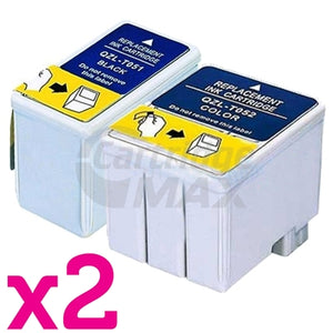 4 Pack Generic Epson S020189/T051 S020191/T052 series Ink Cartridge Combo [2BK,2CL]