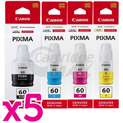 20-Pack Original Canon GI60 Ink Bottle [5BK,5C,5M,5Y]