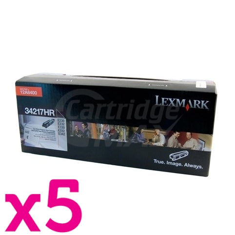 5 x Lexmark Original E230 / E232 / E330 / E332 Toner Cartridge - 2,500 pages (34217HR)