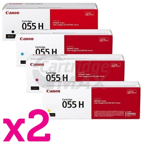 2 Sets of 4 Pack Canon CART-055H High Yield Original Toner Cartridge Combo [2BK, 2C, 2M, 2Y]