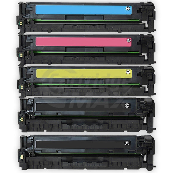 5 Pack HP CB540A-CB543A (125A) Generic Toner Cartridges [2BK,1C,1M,1Y]