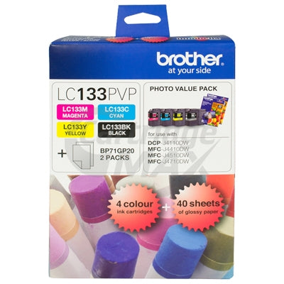 Original Brother LC-133PVP Photo Value Pack [BK+C+M+Y+Photo Paper]