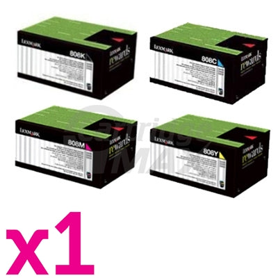 4 Pack Lexmark Original CX310 / CX410 / CX510 Toner Cartridges - BK 1,000 pages, C/M/Y