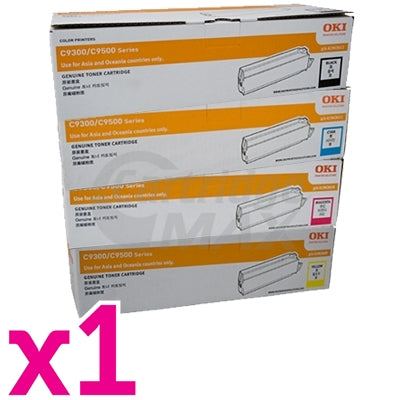 4 Pack OKI Original C9300/C9500 Toner Cartridges (41963609-41963612)