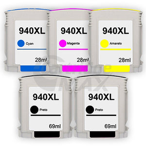 5 Pack HP 940XL Generic Inkjet Cartridges C4906AA - C4909AA [2BK,1C,1M,1Y]