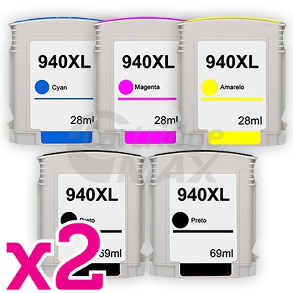 10 Pack HP 940XL Generic Inkjet Cartridges C4906AA - C4909AA [4BK,2C,2M,2Y]