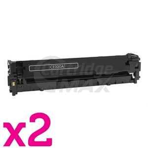 2 x HP CE320A (128A) Generic Black Toner Cartridge - 2,000 Pages