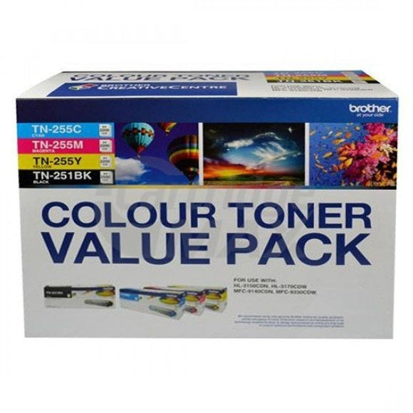 Brother TN-251 / TN-255 Original High Yield Toner Value Pack (N8AE00003)[BK+C+M+Y]