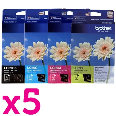 20 Pack Original Brother LC-39 Ink Combo [5BK+5C+5M+5Y]