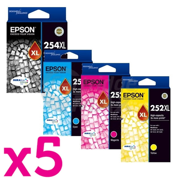 20 Pack Epson 254XL + 252XL Original Ink Cartridges [C13T254192, C13T253292-C13T253492] [5BK,5C,5M,5Y]