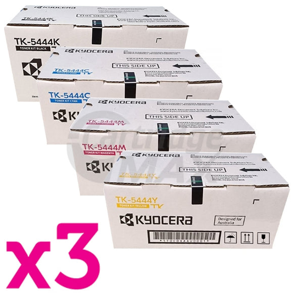 3 Sets of 4 Pack Original Kyocera TK-5444 Toner Cartridges ECOSYS PA2100, MA2100 [3BK,3C,3M,3Y]